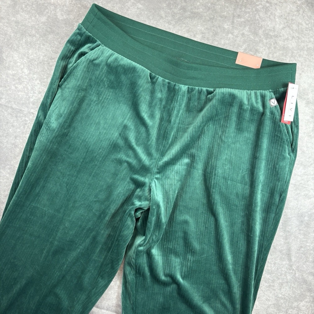 Lane Bryant Livi Pants Womens 18/20 Green Velvet Pull On High Rise Active NEW